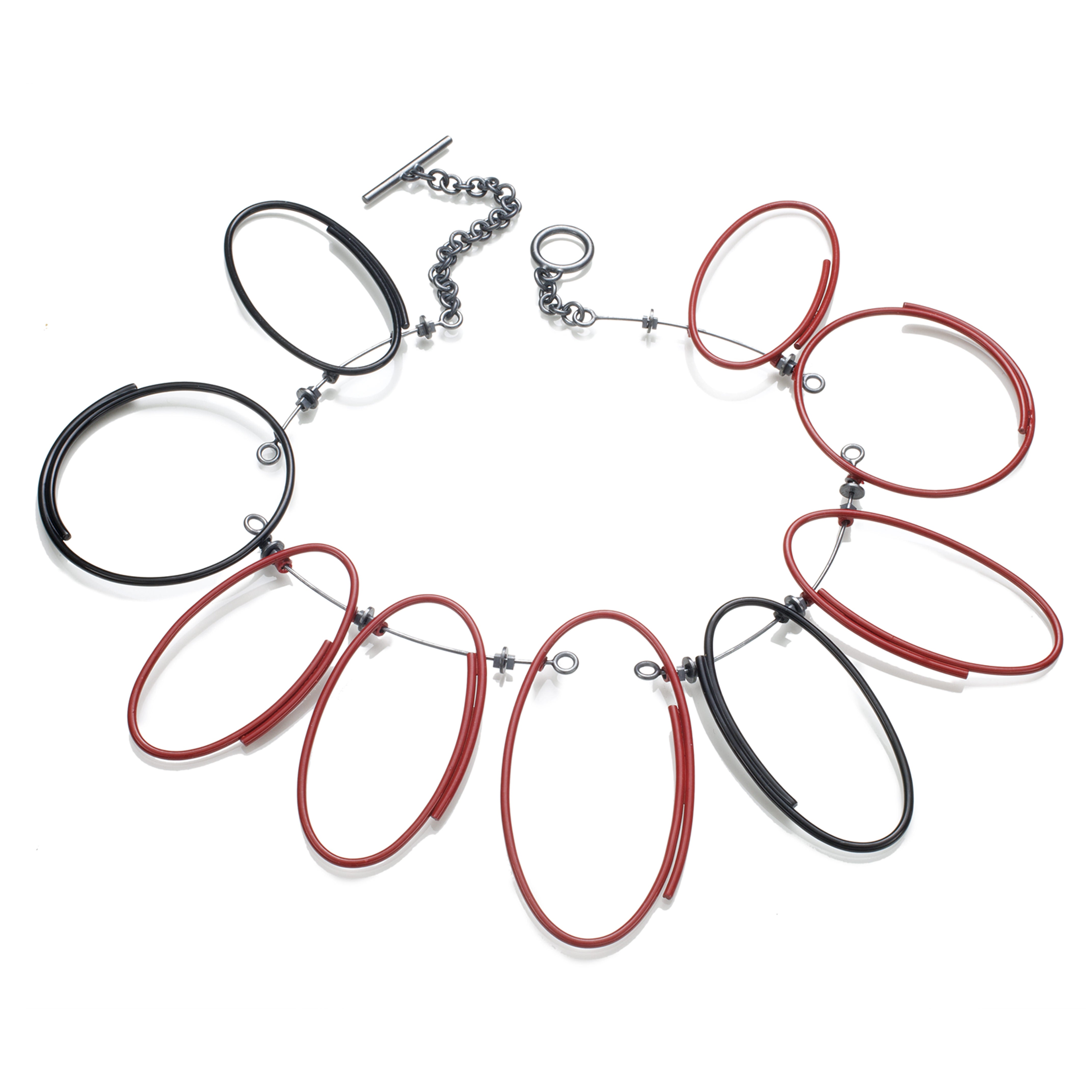Red/Black Ovals and Circles Necklacemage