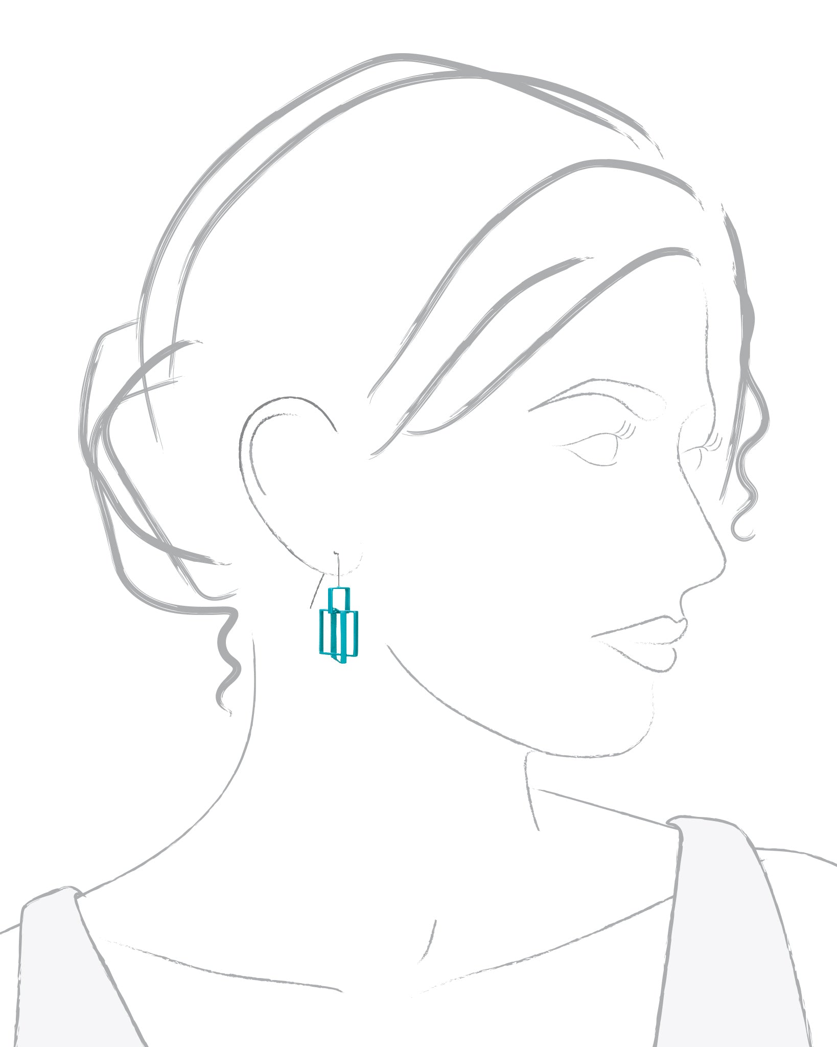 Small Top 3 Square Earrings