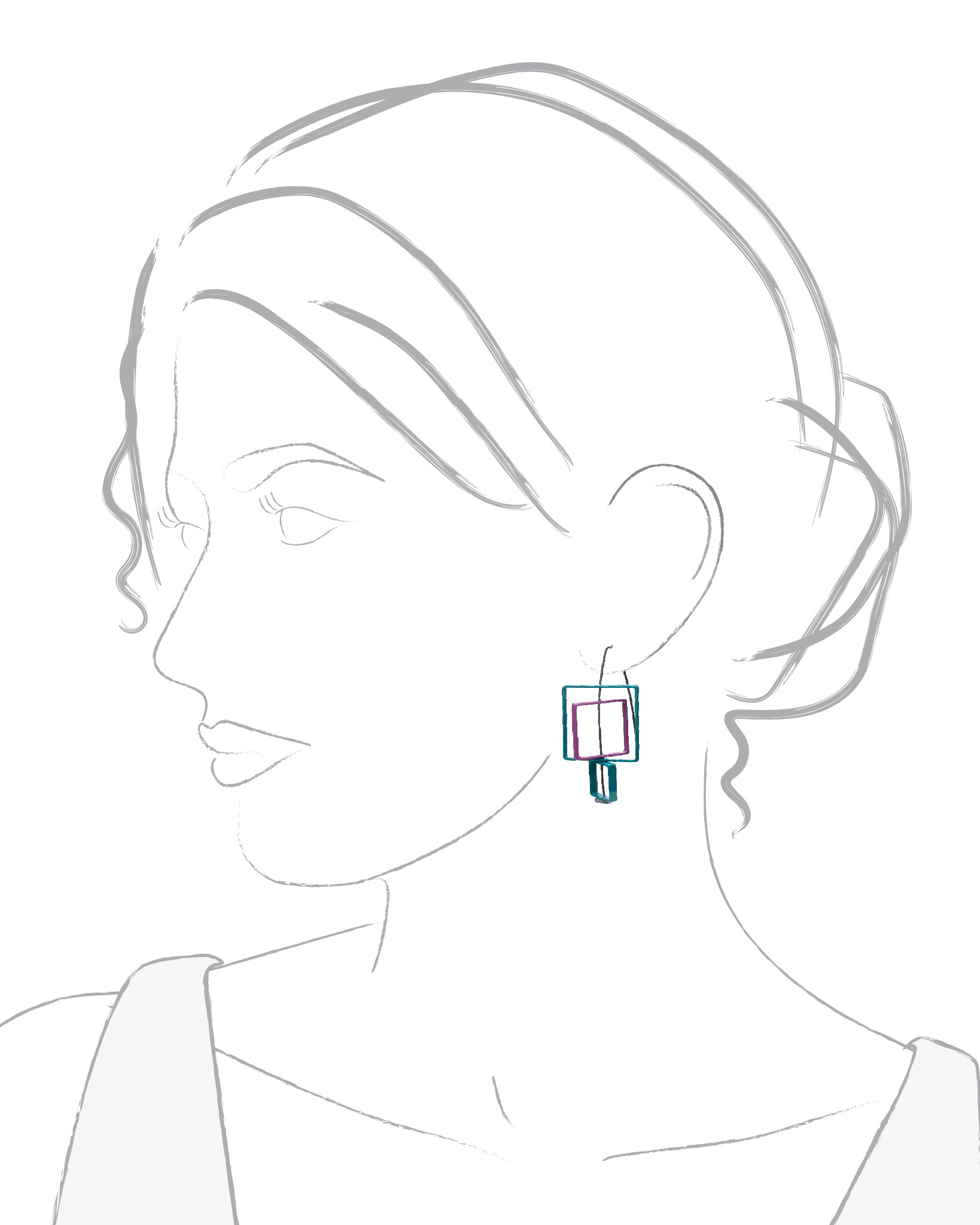 Moveable 3 Square Earrings
