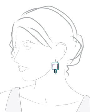 Moveable 3 Square Earrings