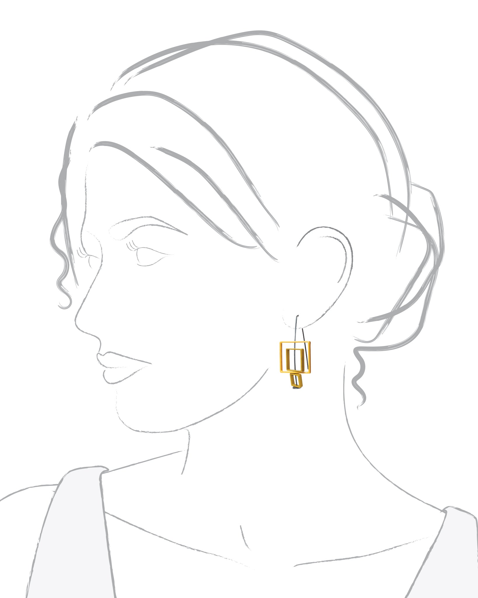 Moveable 3 Square Earrings