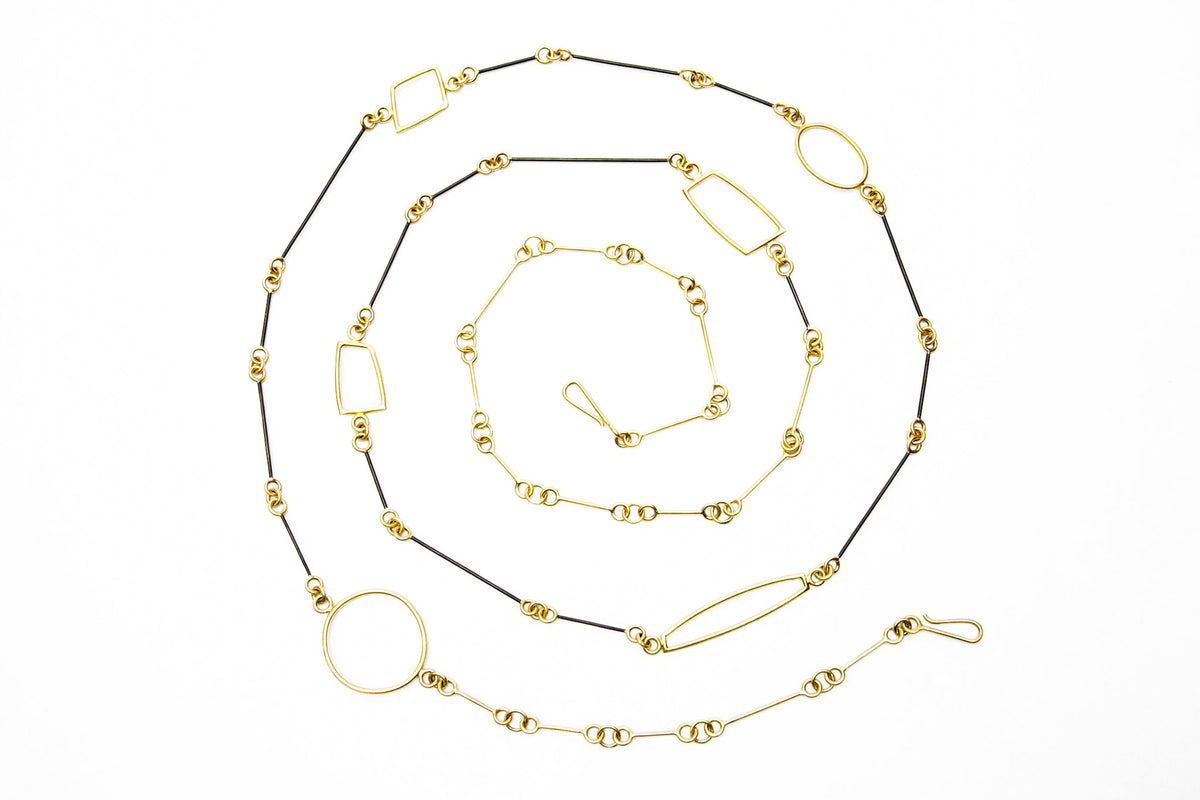18K Yellow Gold & Steel Chain