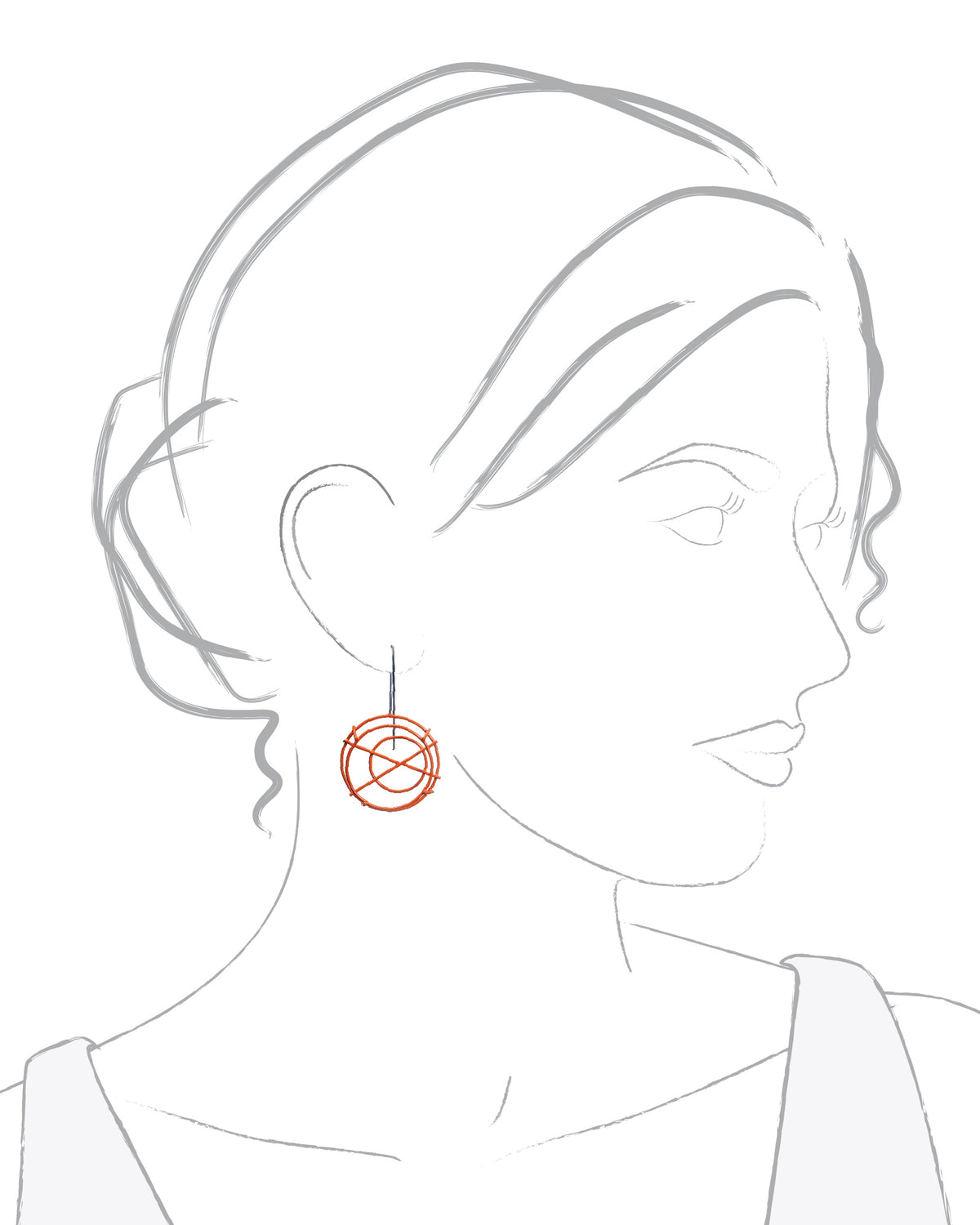 Circle Structure Earrings with X