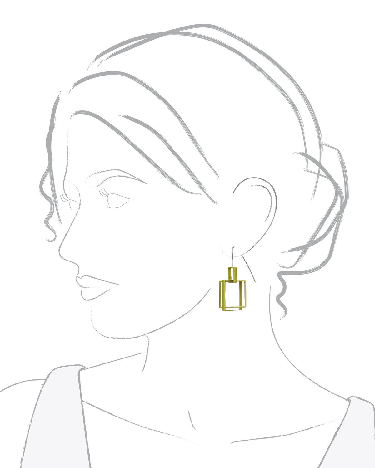 Small Top 3 Square Earrings