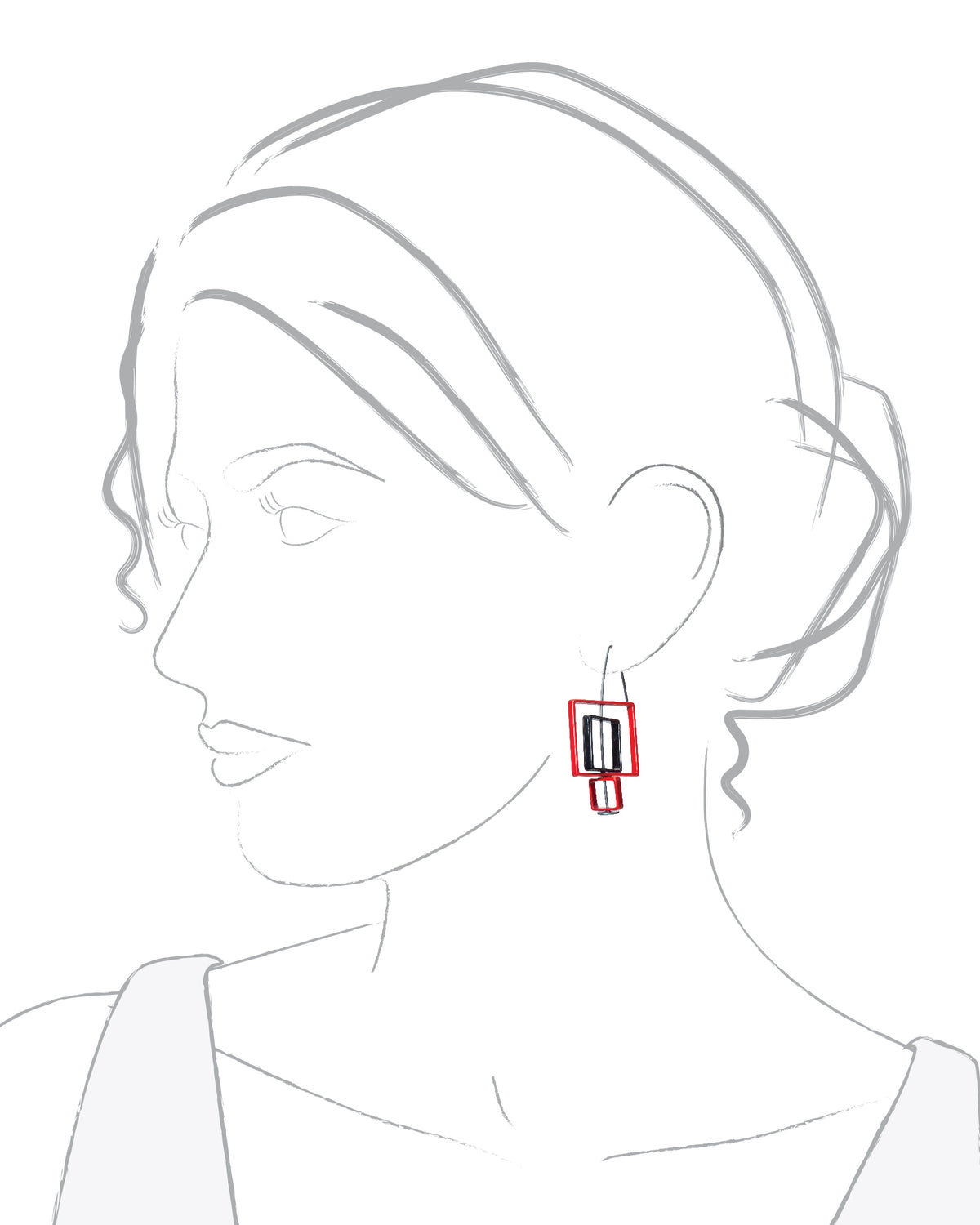 Moveable 3 Square Earrings