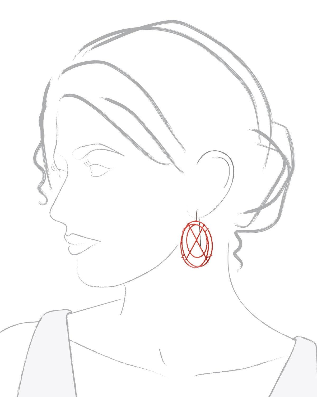 Medium Oval Structure Earrings with X