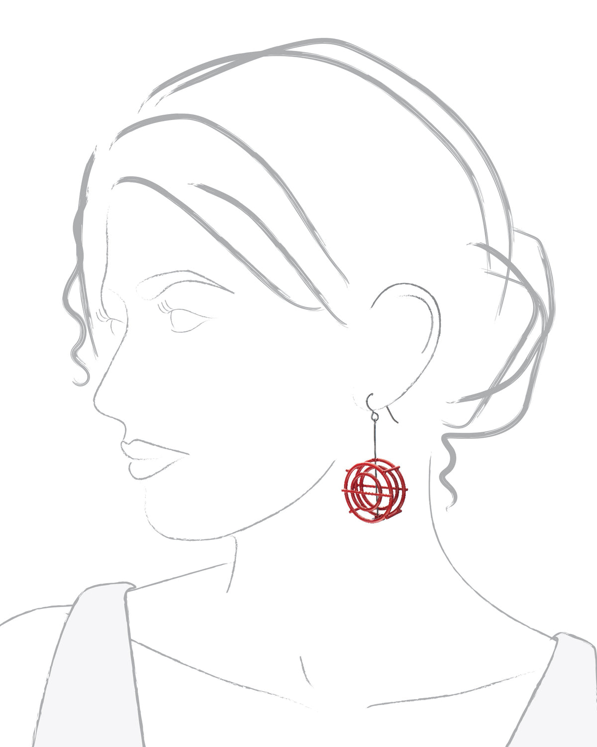 Heavy Line Medium Circle Structure Earrings