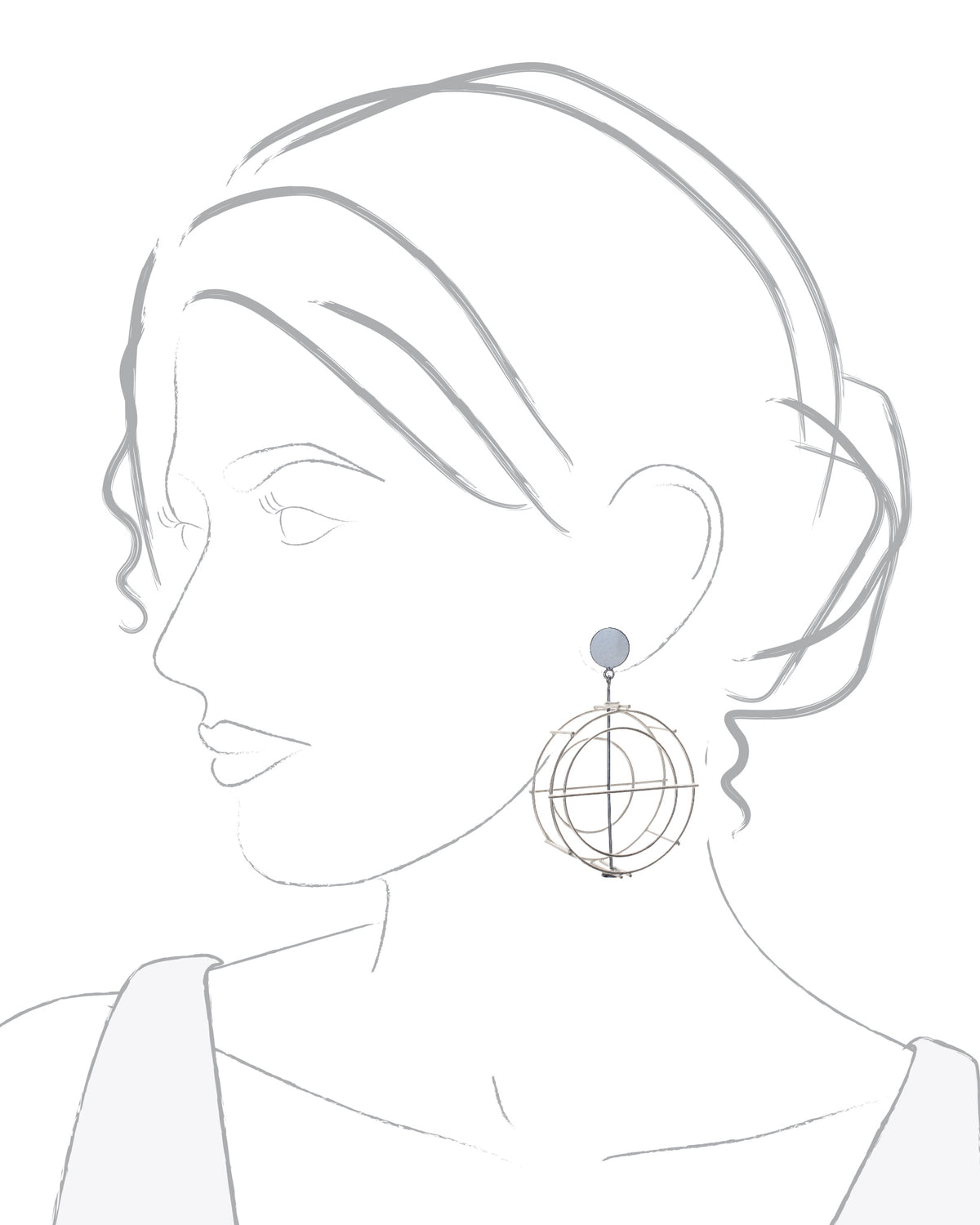 Large Circle Structure Earrings in Sterling