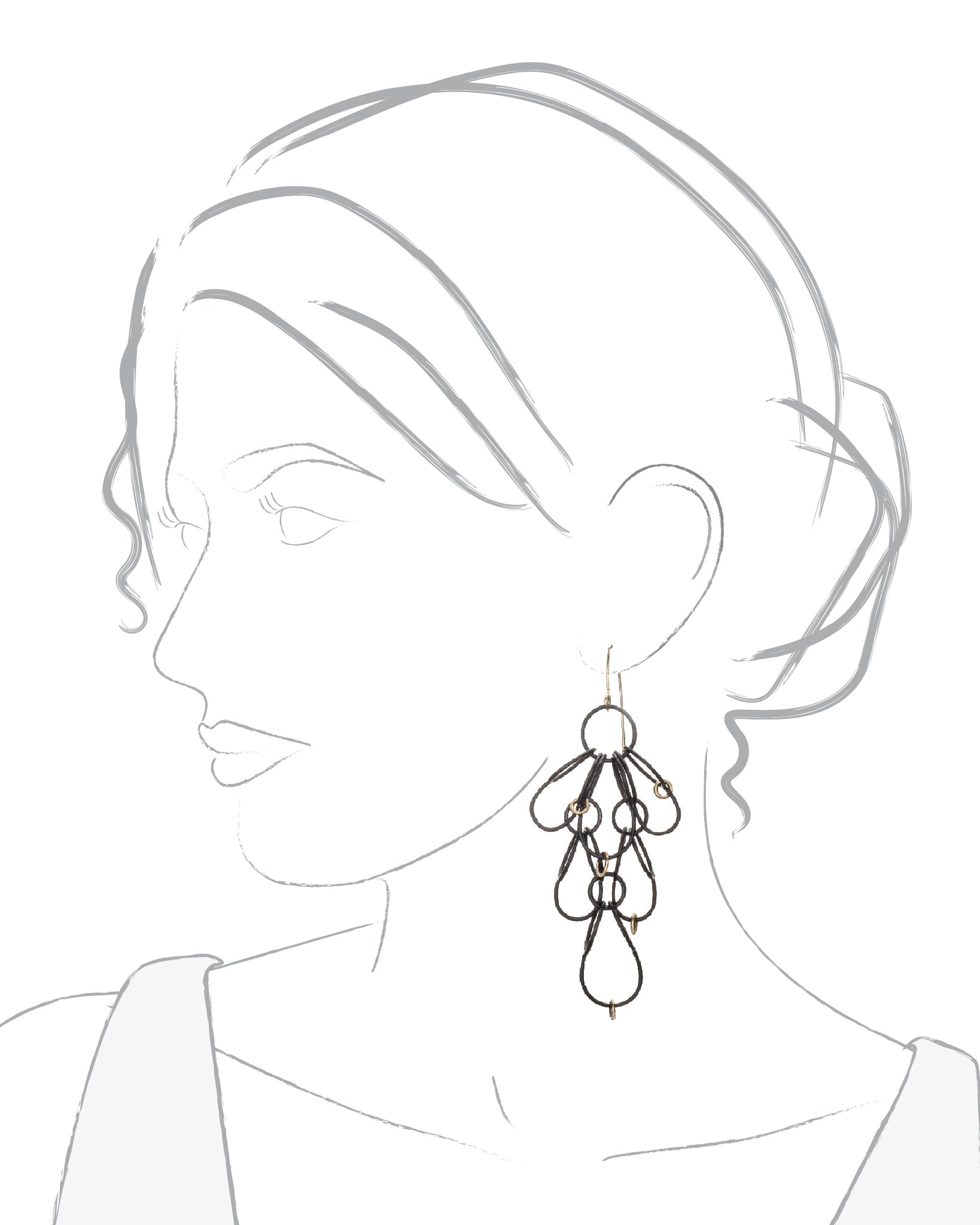 Chandelier Earrings in Steel & 18K Yellow Gold