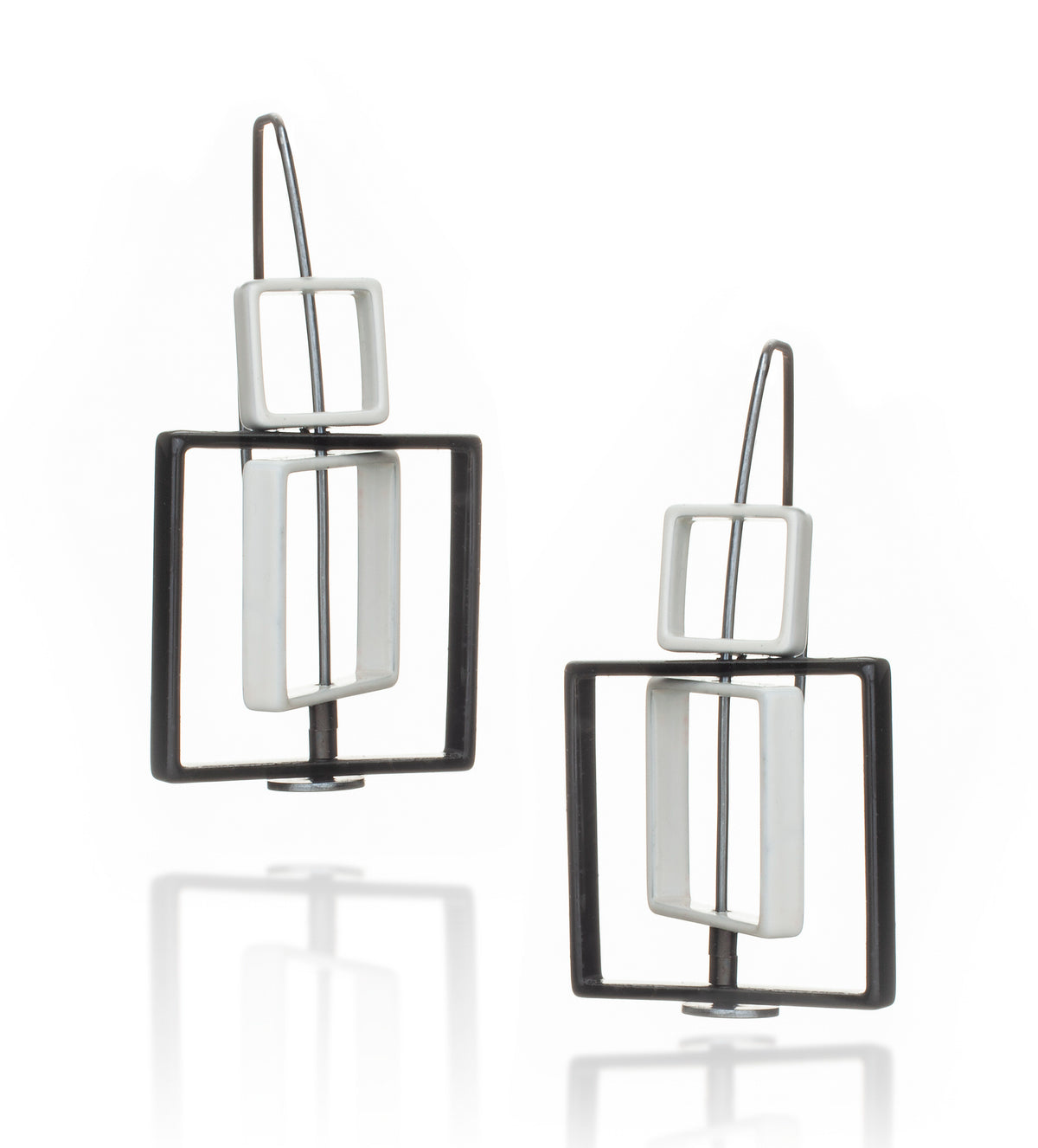 Small Top Moveable 3 Square Earrings