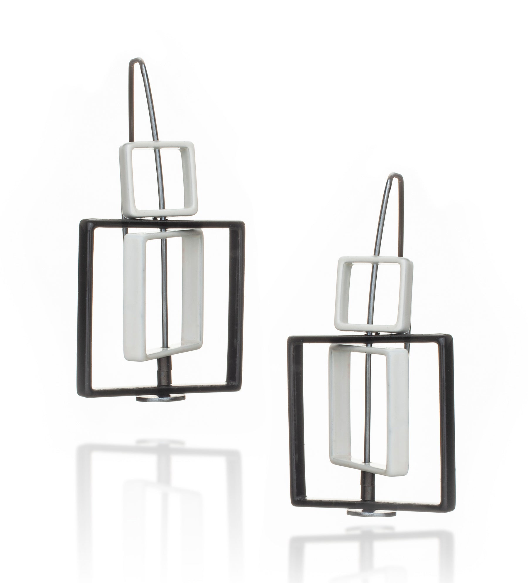 Small Top Moveable 3 Square Earrings