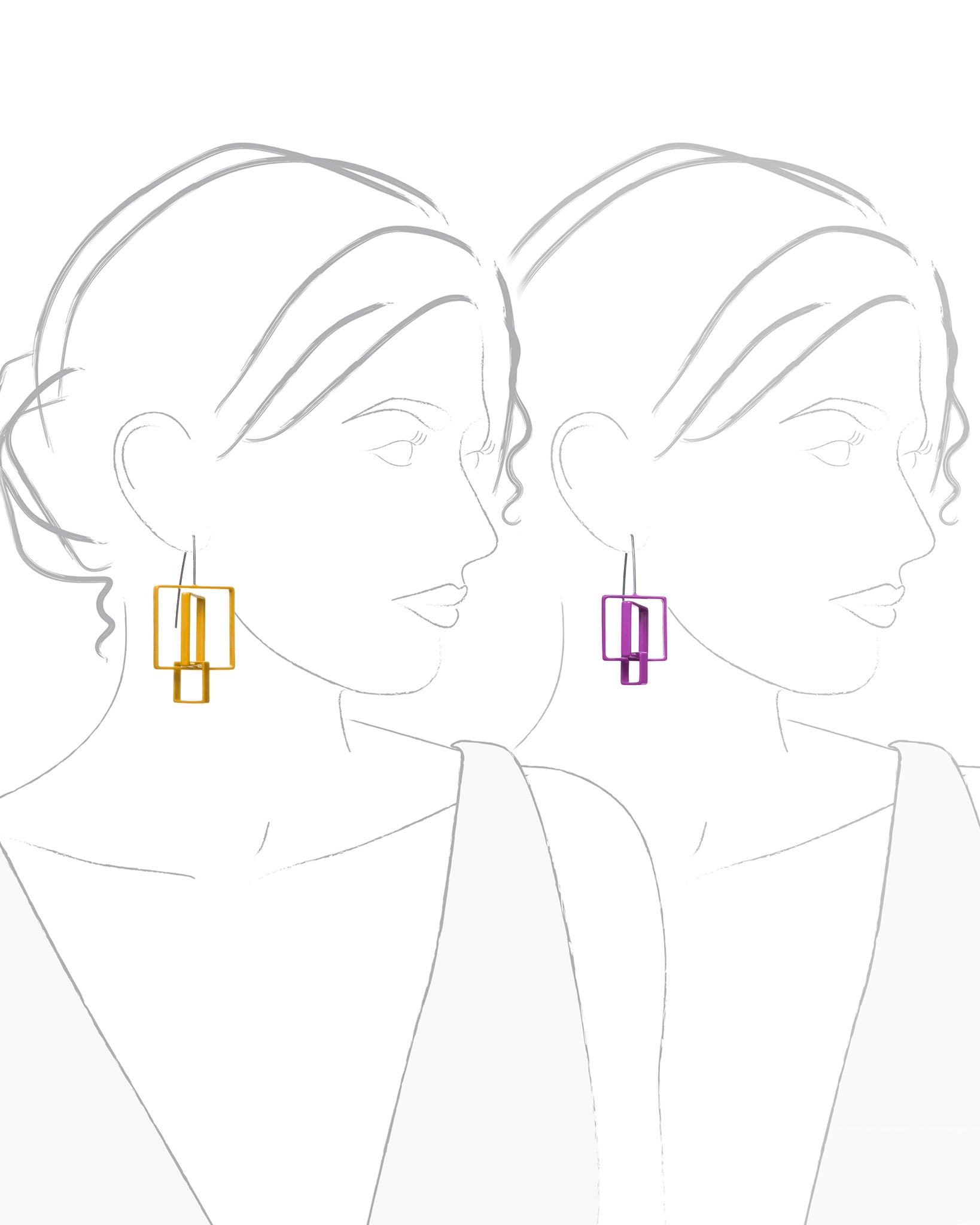 3 Square Earrings