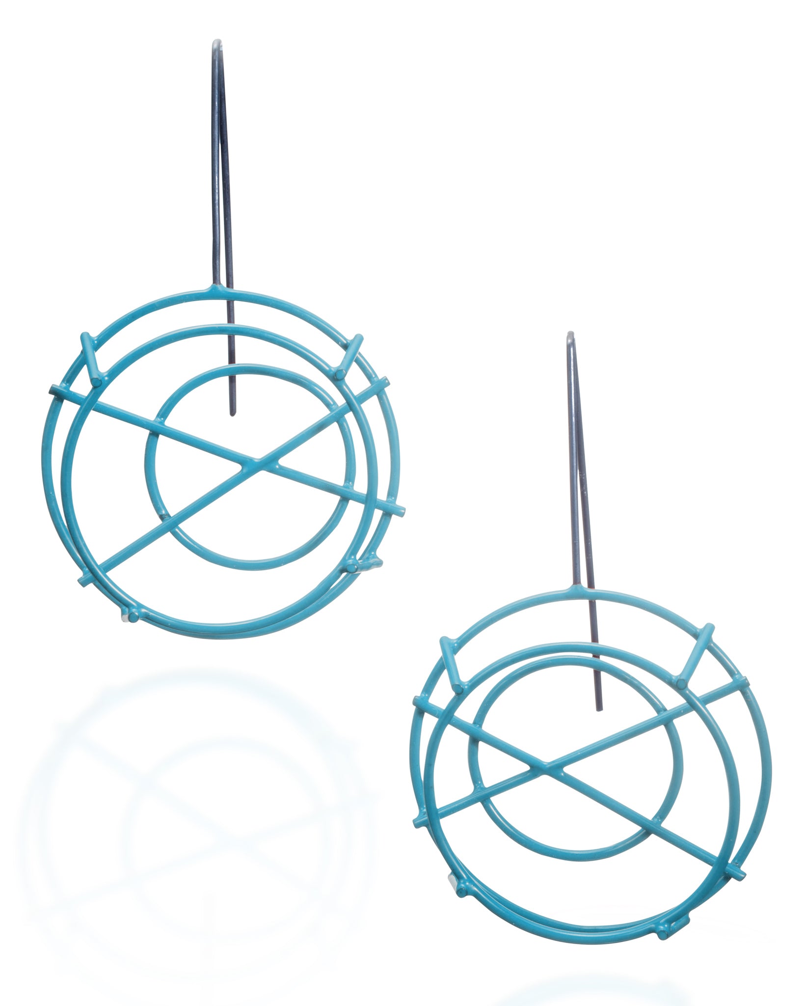 Circle Structure Earrings with X