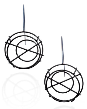Circle Structure Earrings with X