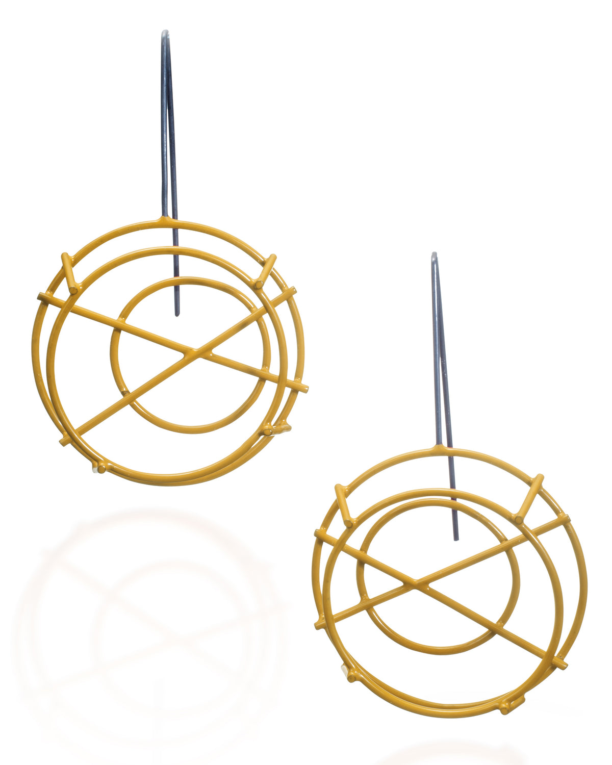 Circle Structure Earrings with X