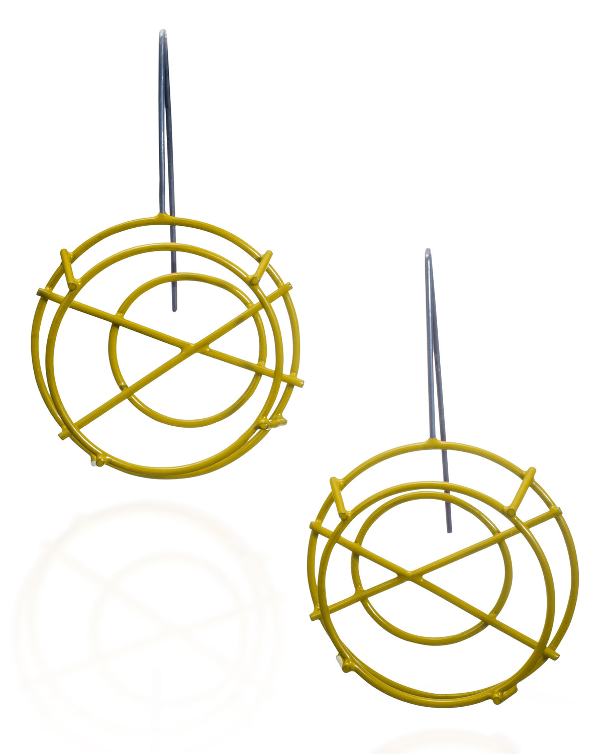 Circle Structure Earrings with X