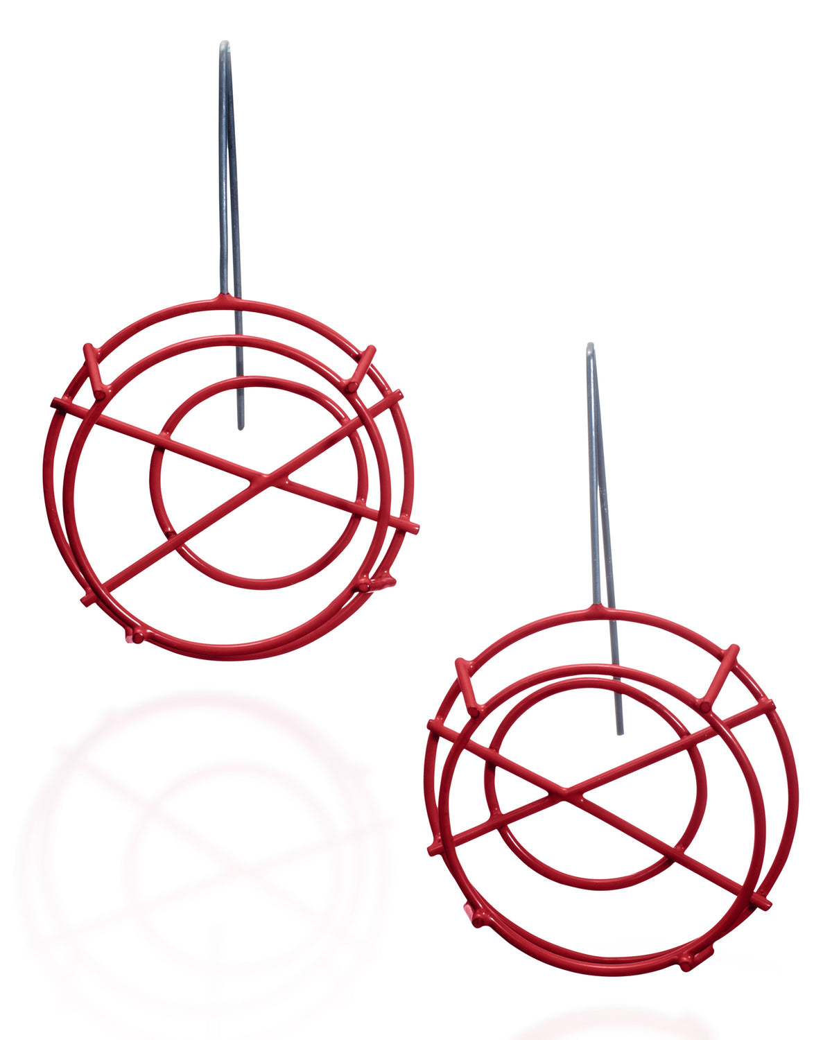 Circle Structure Earrings with X
