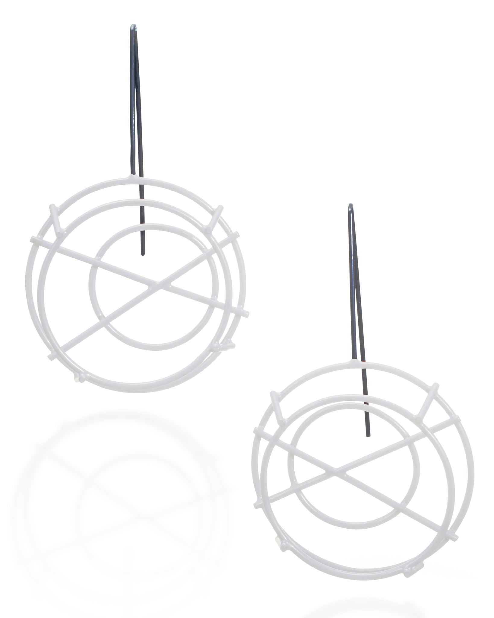 Circle Structure Earrings with X