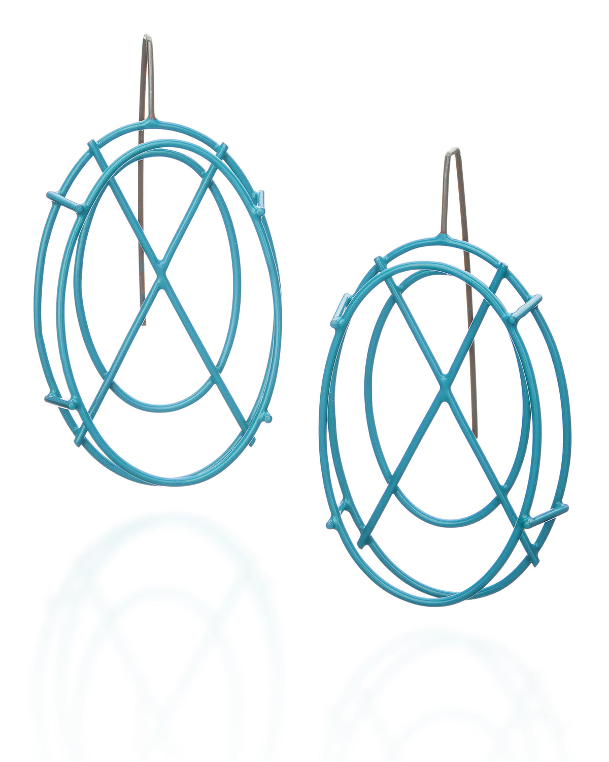 Medium Oval Structure Earrings with X