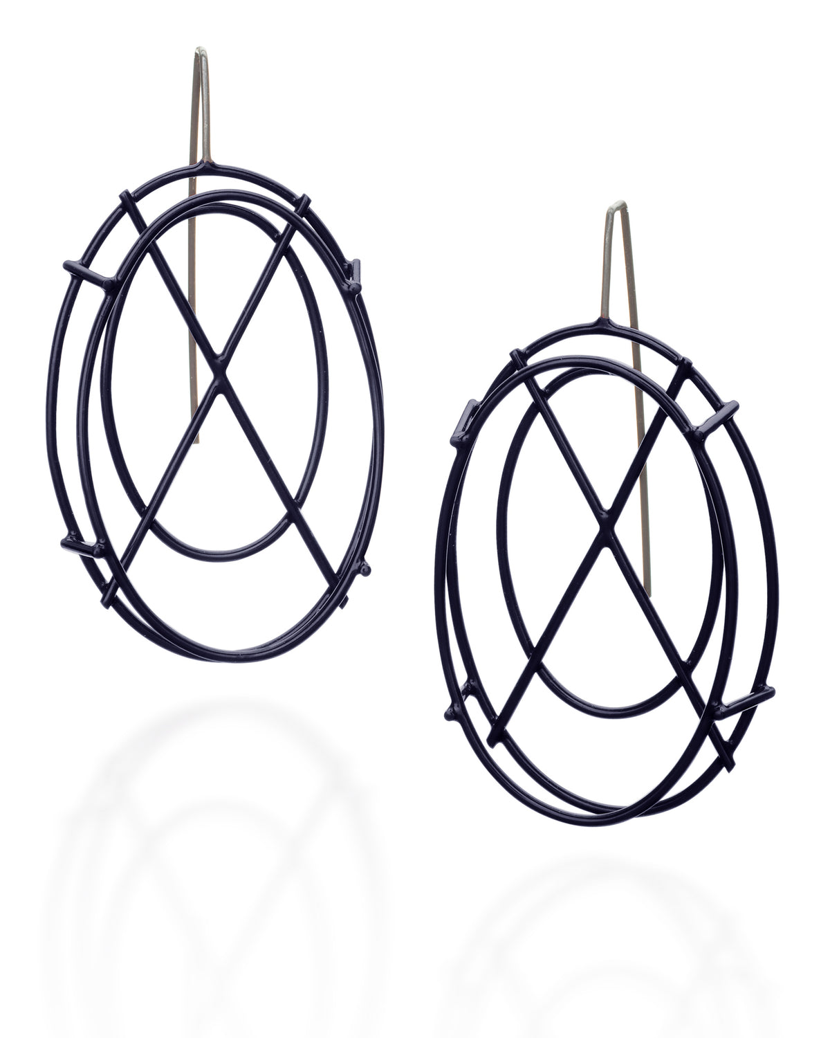 Medium Oval Structure Earrings with X