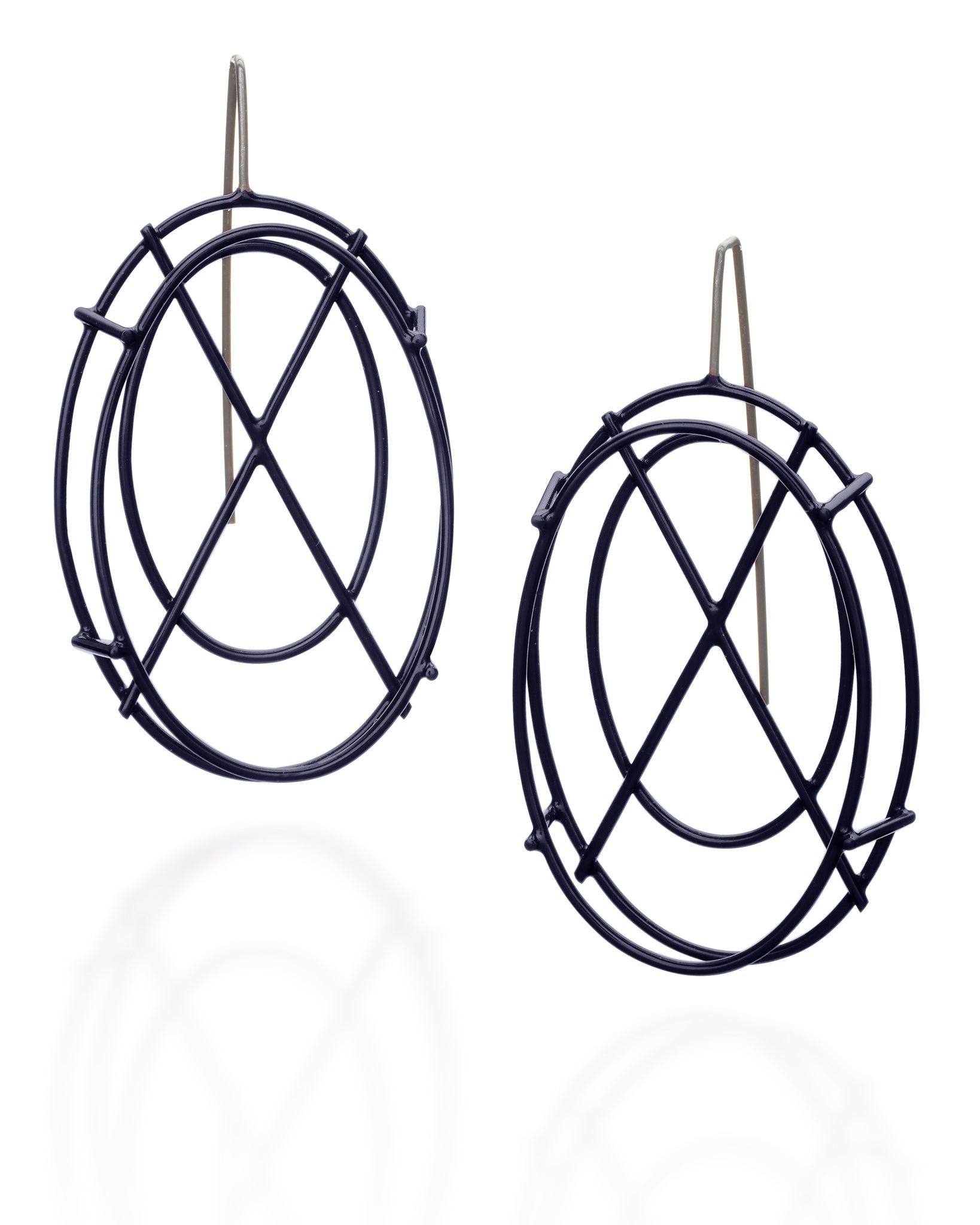 Medium Oval Structure Earrings with X