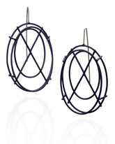 Medium Oval Structure Earrings with X