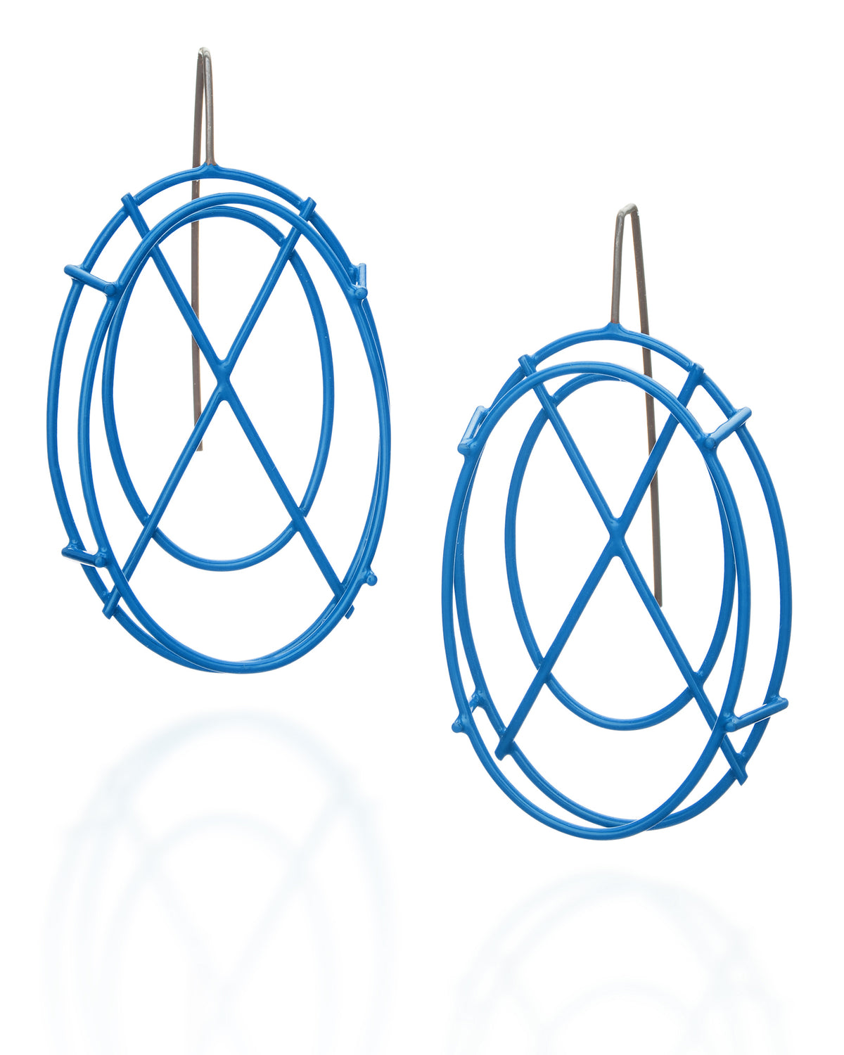 Medium Oval Structure Earrings with X