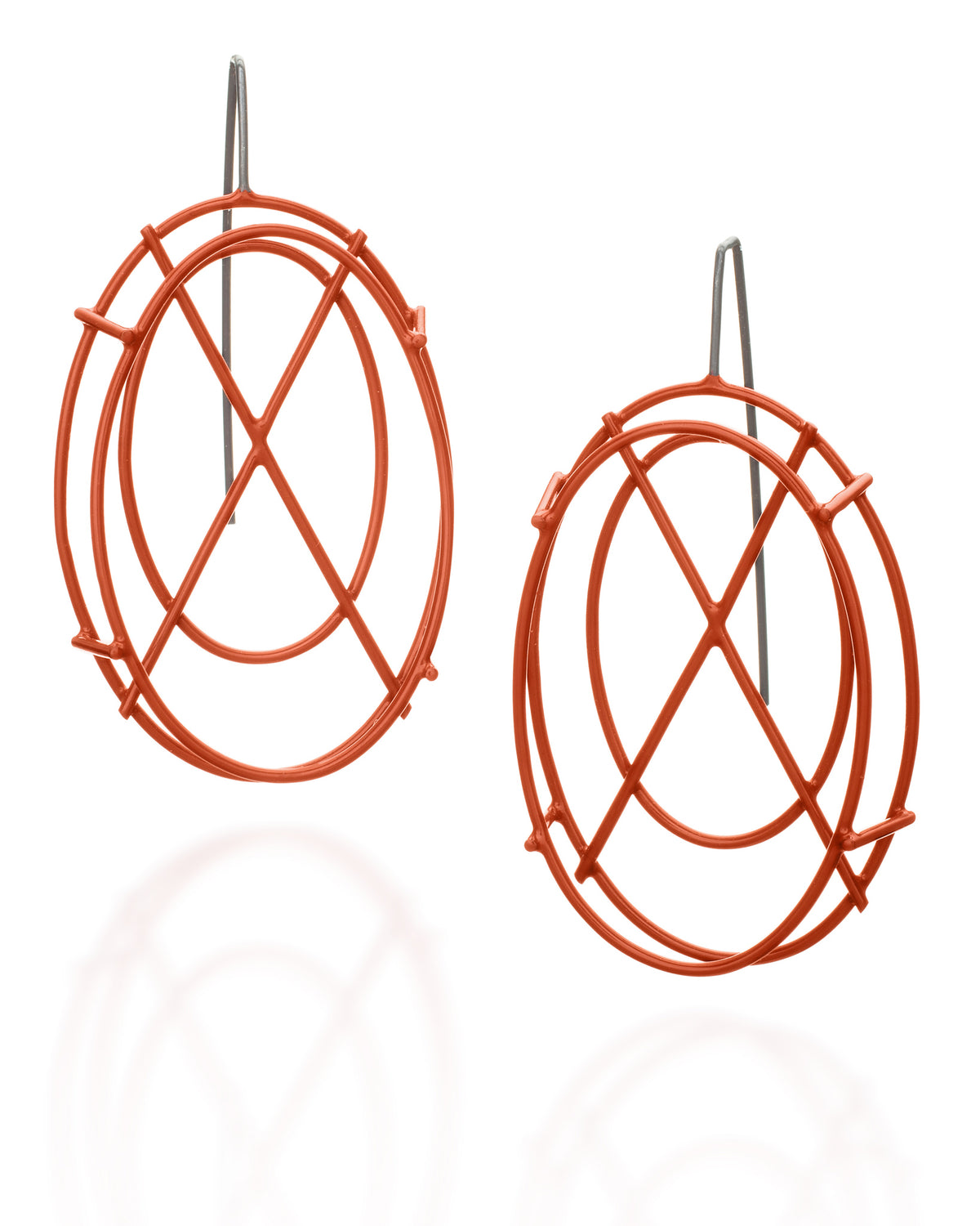 Medium Oval Structure Earrings with X