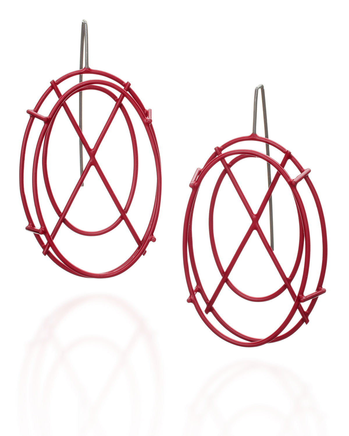 Medium Oval Structure Earrings with X