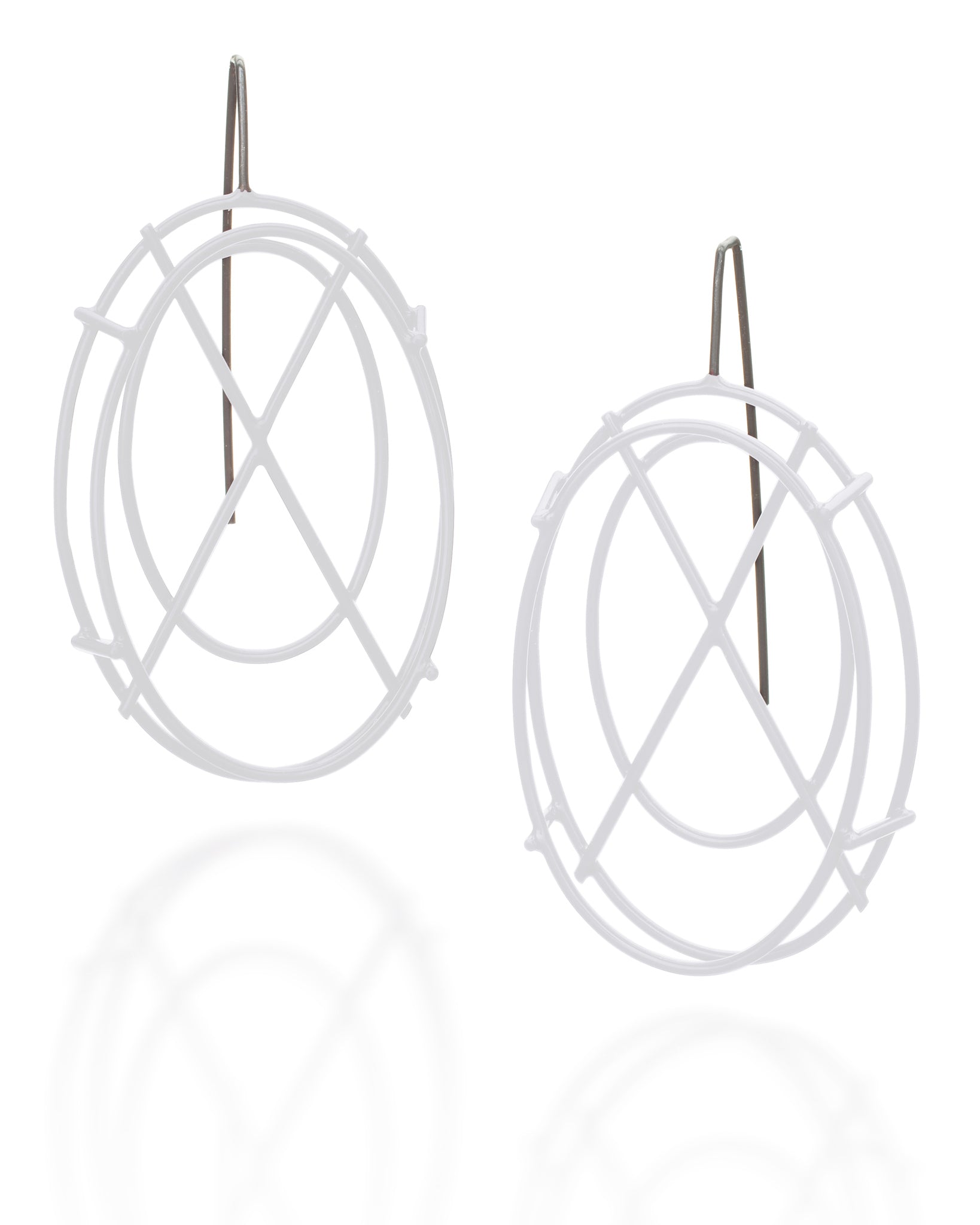 Medium Oval Structure Earrings with X