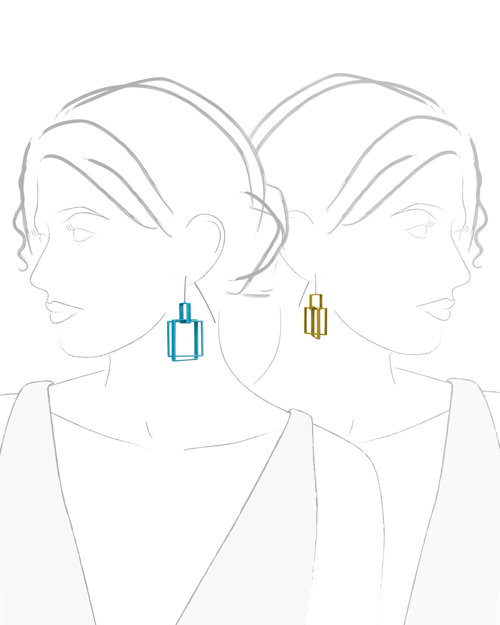 Small Top 3 Square Earrings