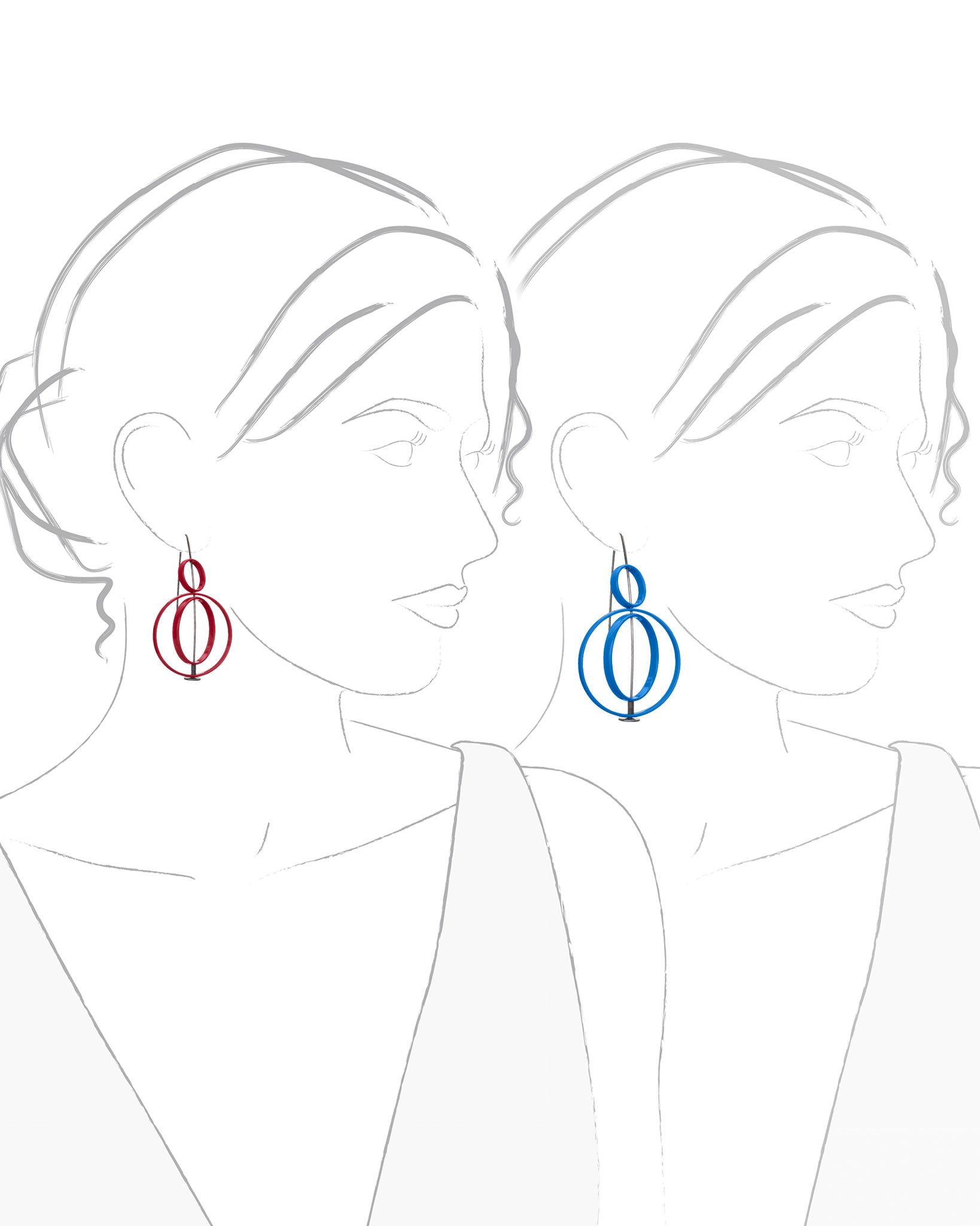 Small Top Moveable 3 Circle Earrings (Solid Color)