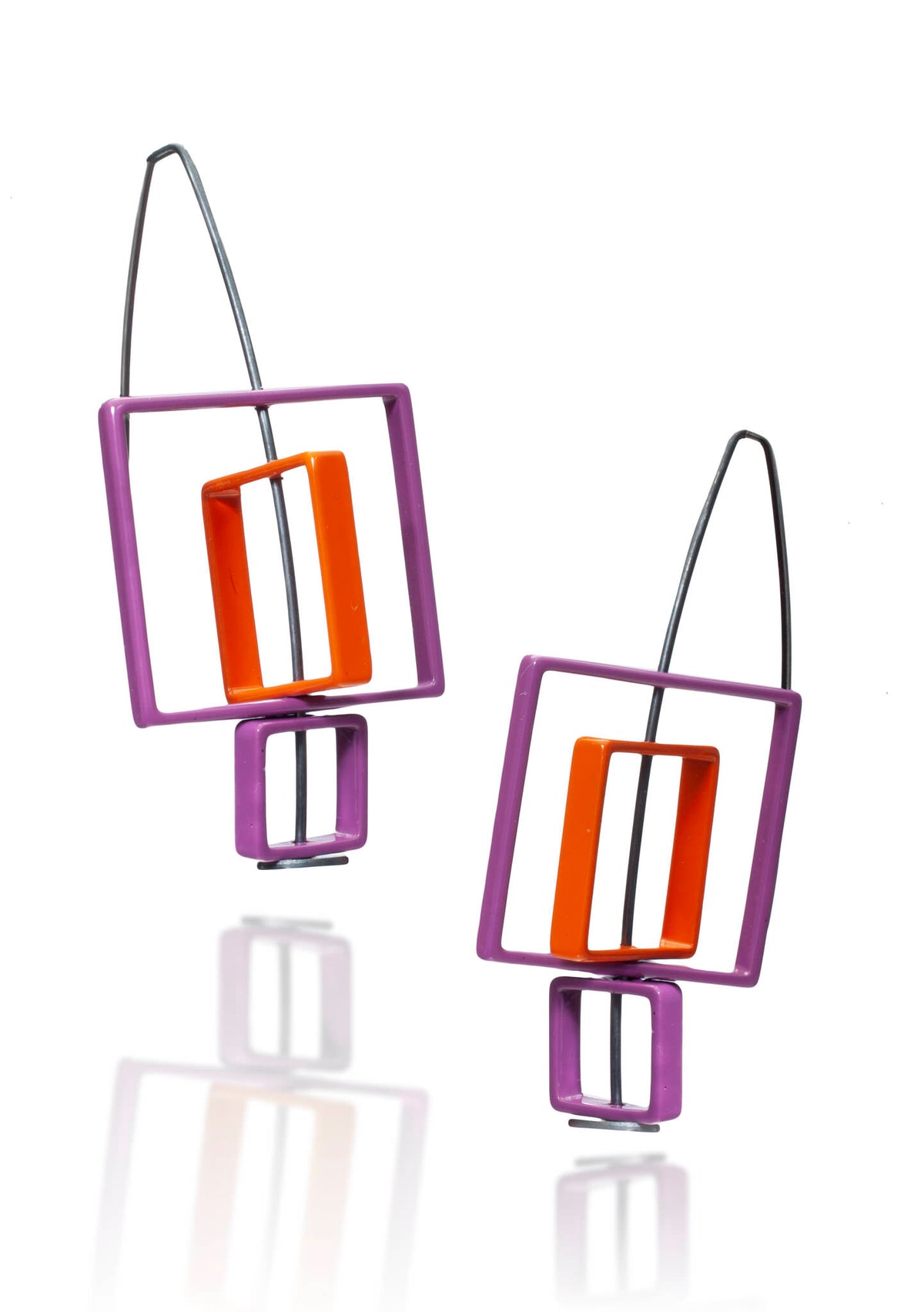 Moveable 3 Square Earrings