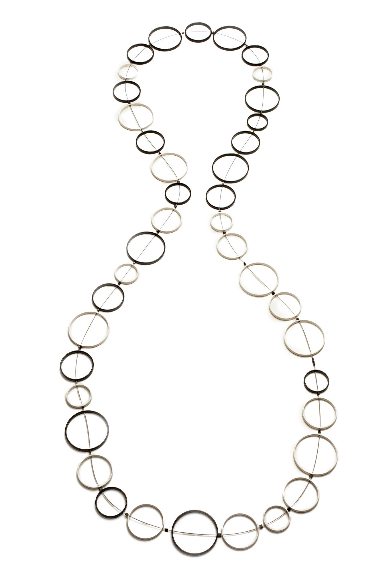 Black and White Circle Necklace 48"