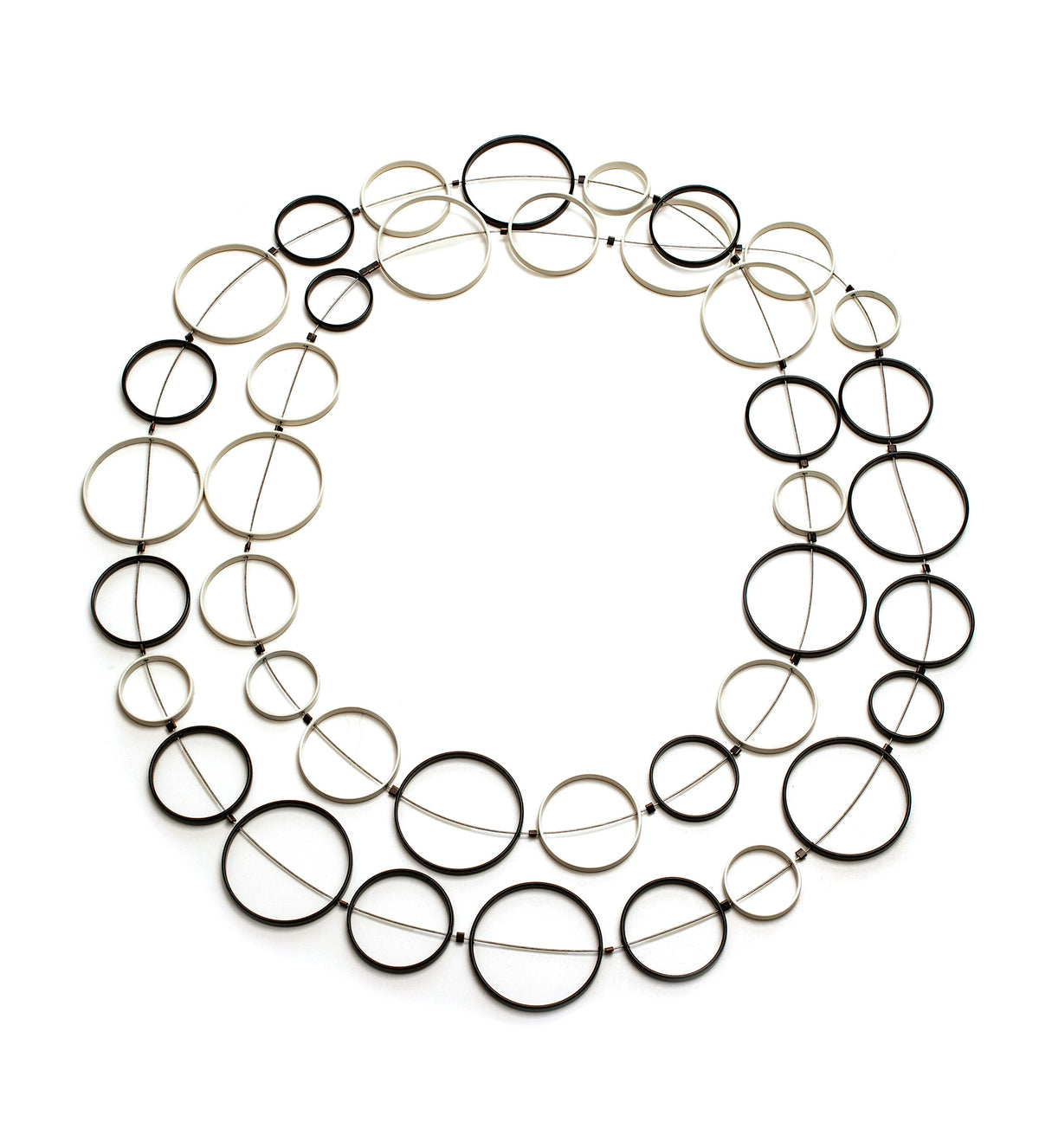Black and White Circle Necklace 48"