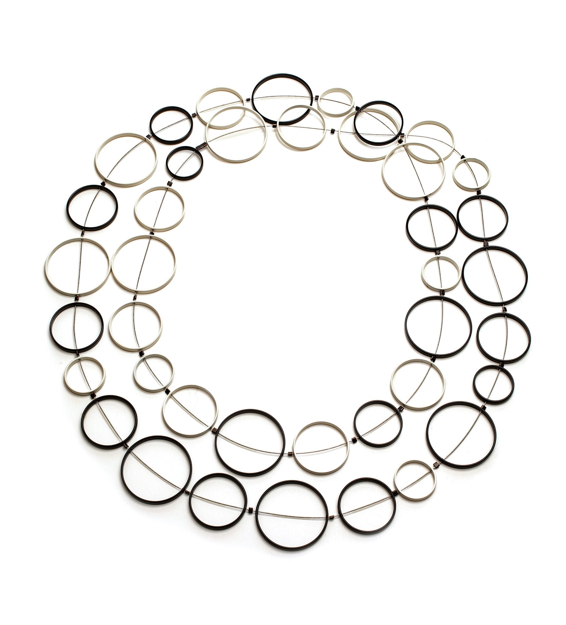 Black and White Circle Necklace 48"