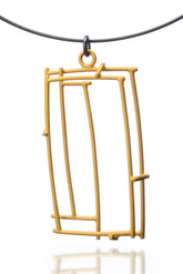 Medium Rectangle Structure Pendant in Mustard