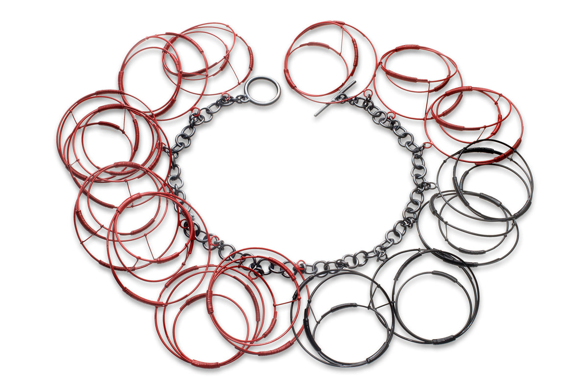 Black and Red Circles Structure Necklace