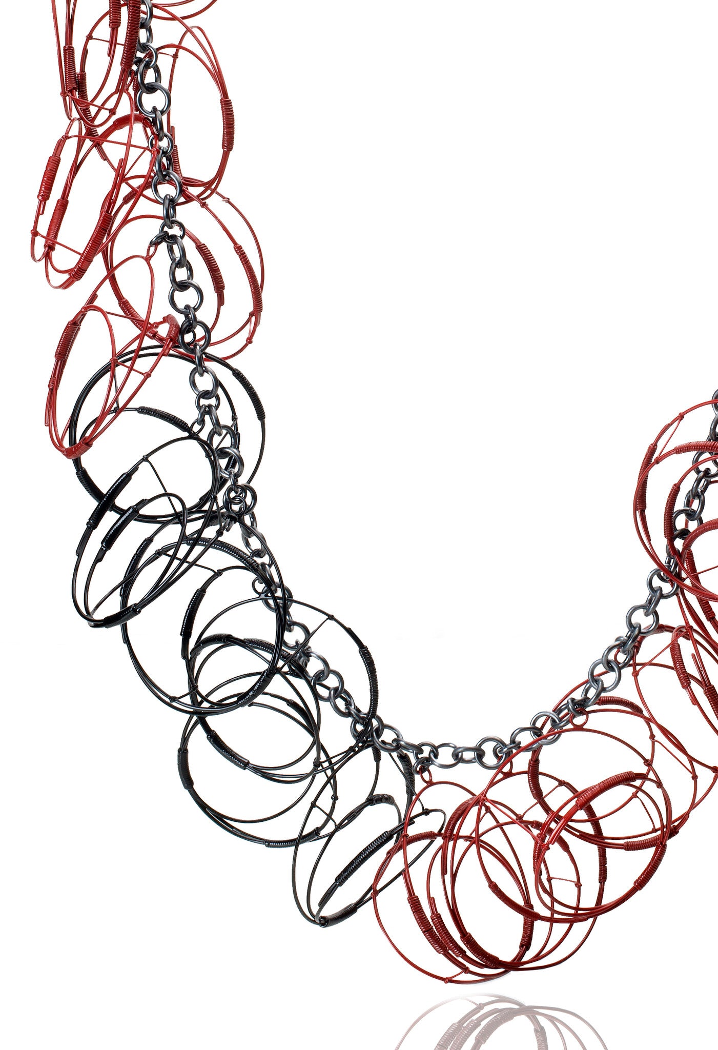 Long Red & Black Charm Necklace