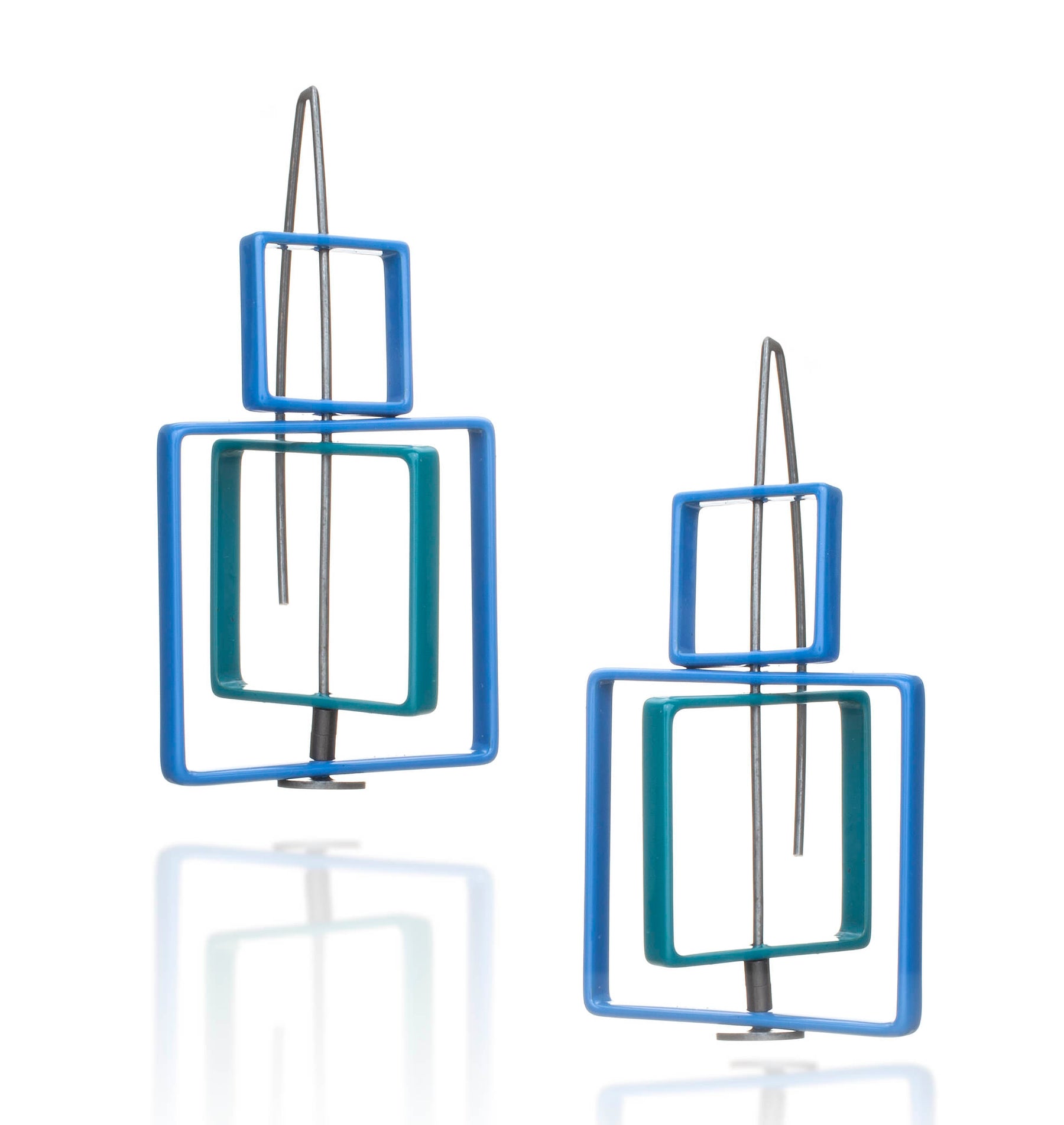 Small Top Moveable 3 Square Earrings