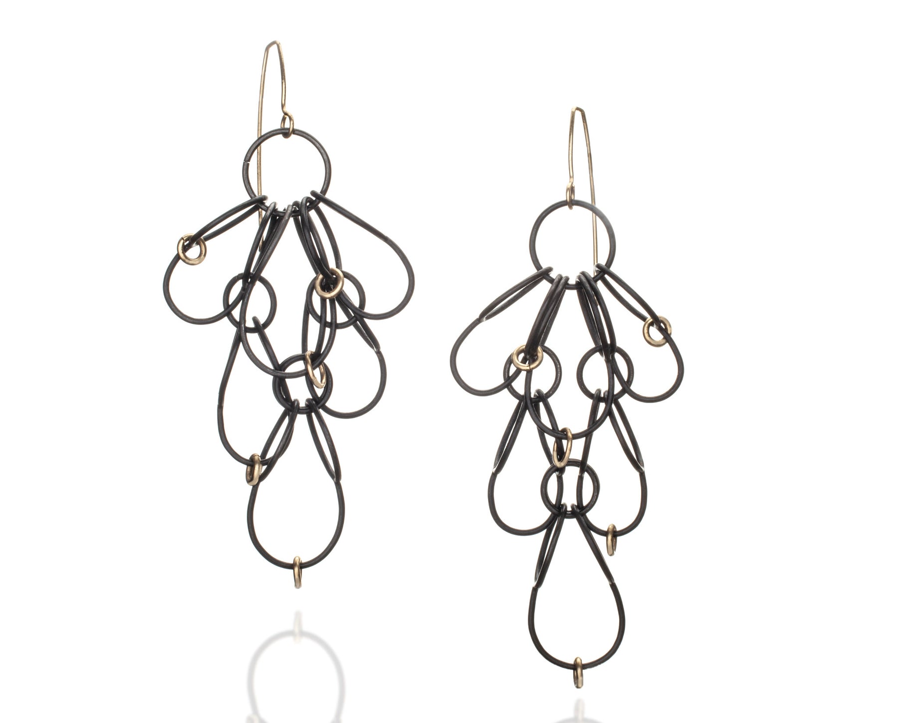 Chandelier Earrings in Steel & 18K Yellow Gold