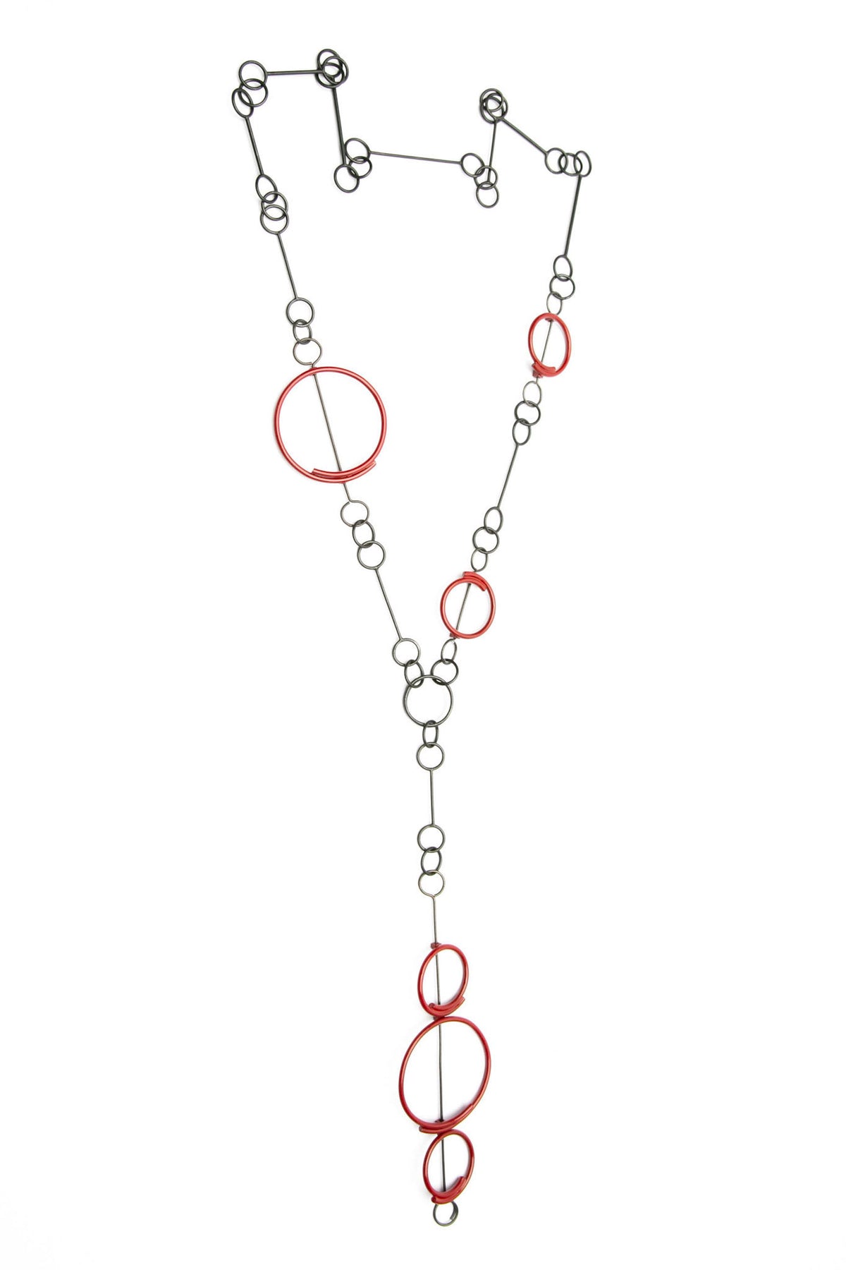 Small Link Red Circle Necklace