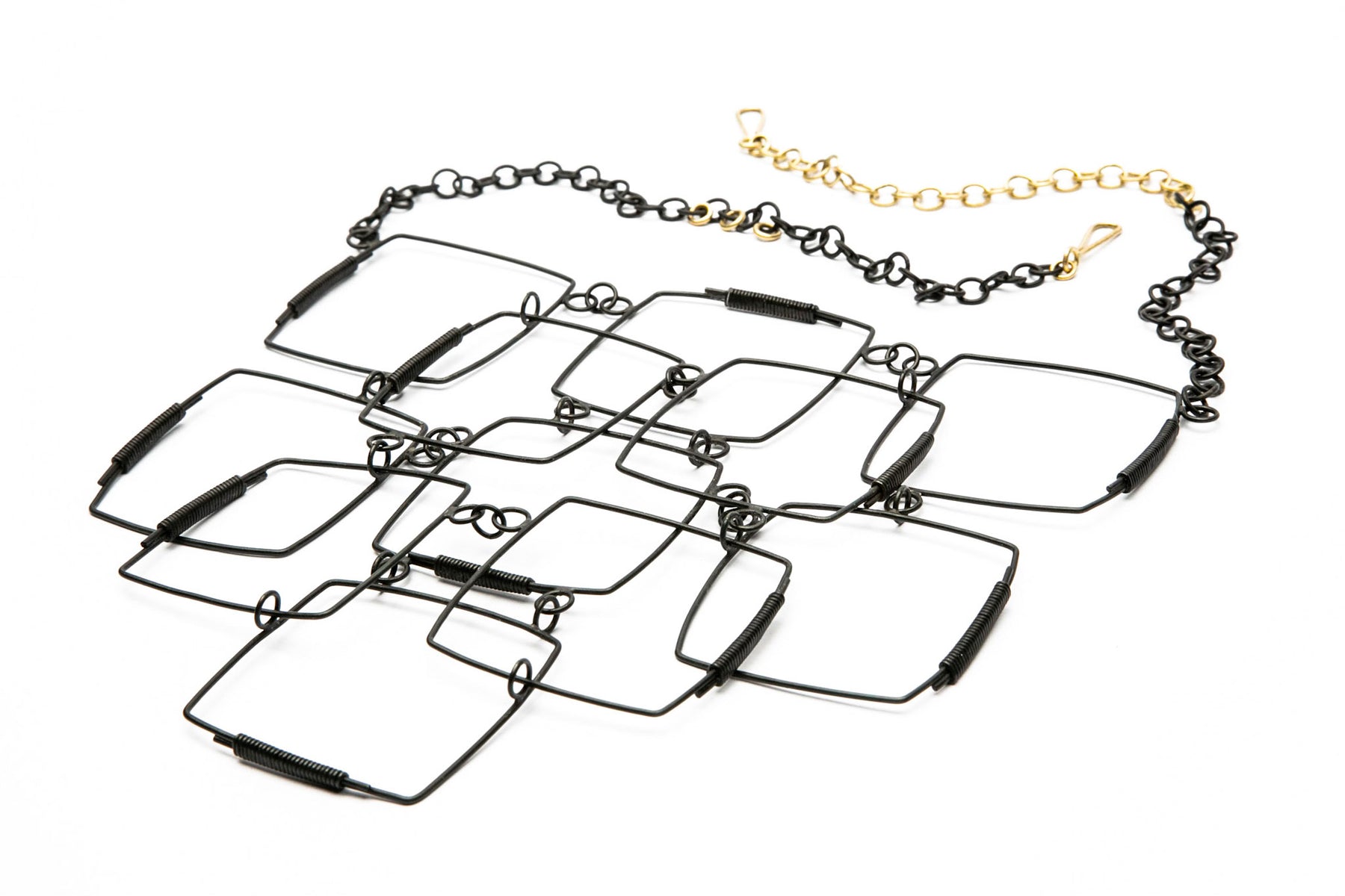 Layered Square Necklace in Steel & 18K Yellow Gold