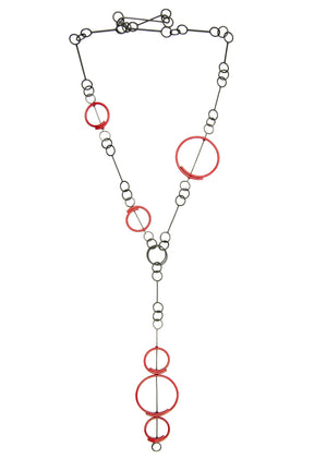Small Link Red Circle Necklace