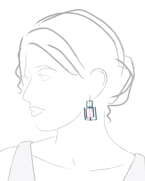 Small Top Moveable 3 Square Earrings