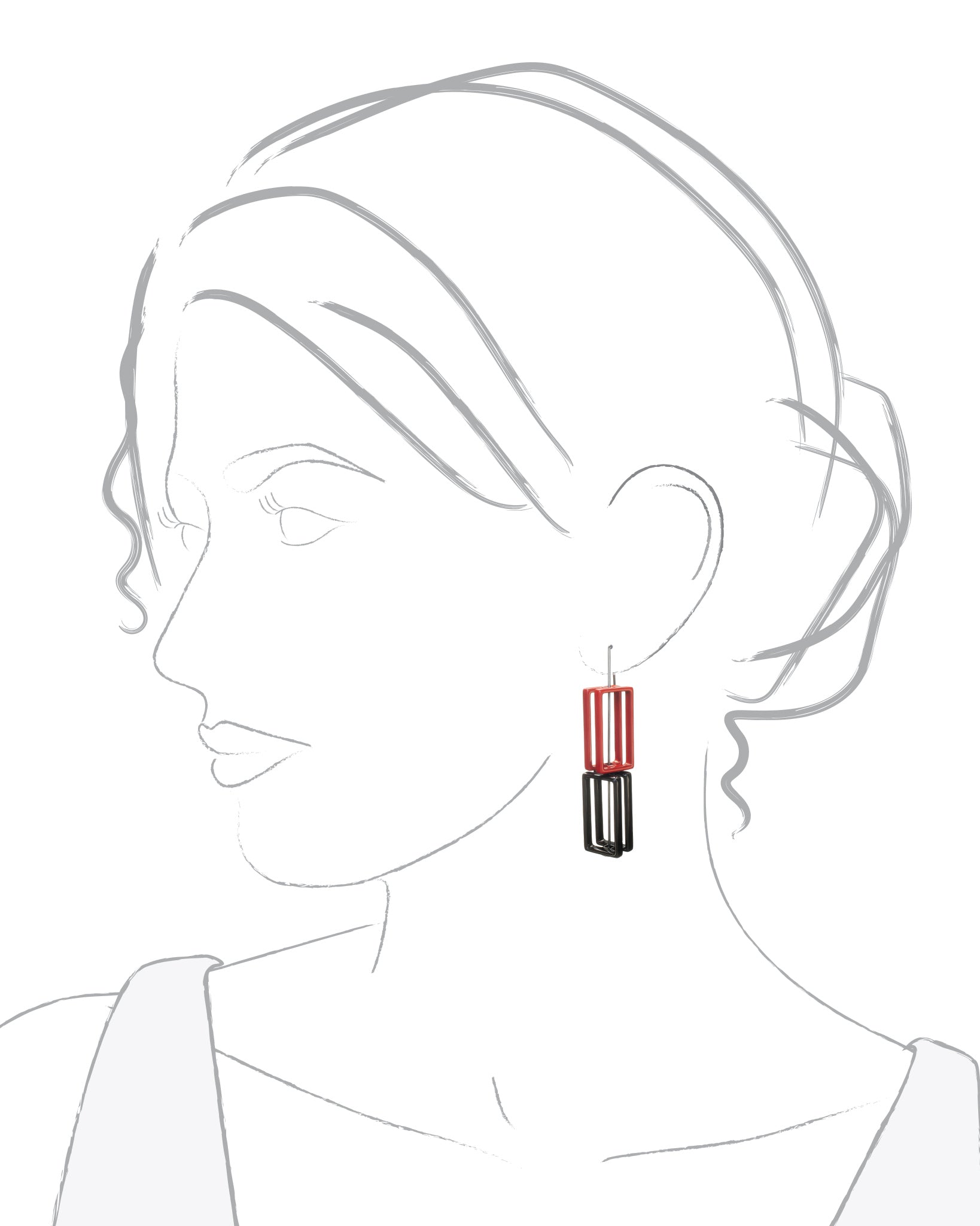 Stacked Rectangle Structure Earrings