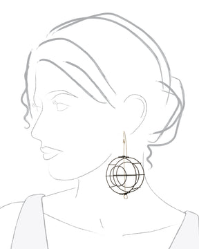 Steel & 18K Yellow Gold Circle Structure Earrings
