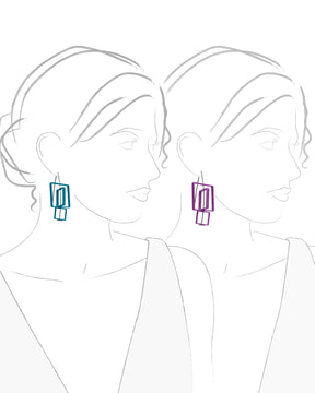 Moveable Solid Color 3 Square Earrings