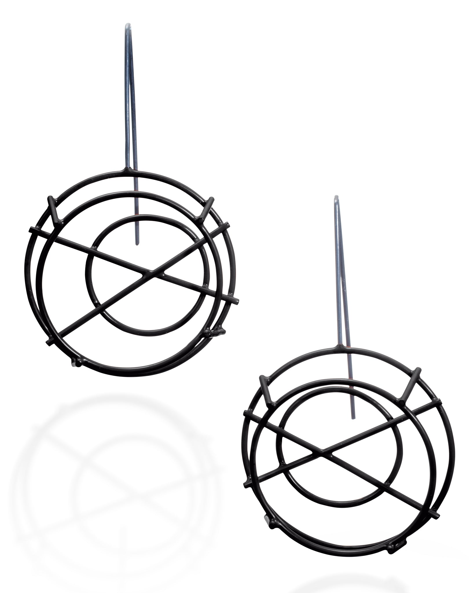 Circle Structure Earrings with X