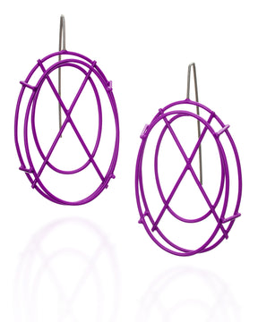Medium Oval Structure Earrings with X